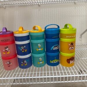 Disney Character Snack Containers - Red, Blue, Green, Yellow